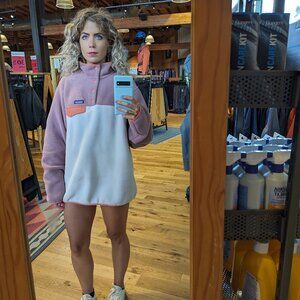 Women’s Patagonia Synchilla Snap-T Pullover Fleece, cream/ beige, pink/mauve